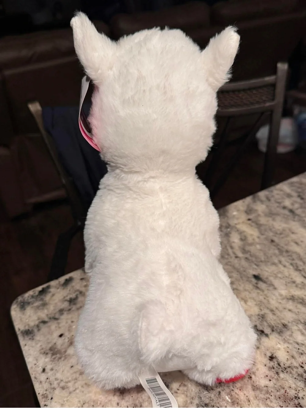 White Plush Llama with Red Accents - Soft Stuffed Animal Toy